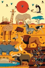 Lantern Press Savanna Animals, Textured Geometric 1000 Piece Jigsaw Puzzle