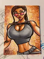 LARA CROFT TOMB RAIDER Sketch Card C Original Art ACEO Chris McJunkin