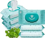WONDERFUL Flushable Butt Wipes, Mint 100% Plant-Based Wet Wipes for Adults & Kids, Sewer & Septic Safe, Gentle for Sensitive Skin, Wipes Flushable Pack for Bathroom & Travel, 6-Pack (360 Wipes)
