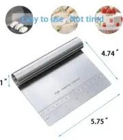 Pro Dough Pastry Scraper Cutter Chopper Stainless Steel with Measuring Scale