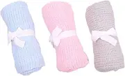 TOYANDONA Baby Blanket Set 3pcs Soft Cellular Blanket Cool Comfortable for Newborns Boys Girls Baby Showers