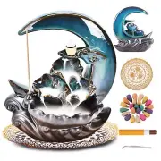 New Moon Backflow Incense Holder, Ceramic Hand-Made Incense Fountain Burner w...