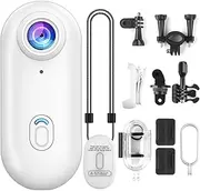 4K Mini WiFi Action Camera 64GB Thumb POV Portable Body Cam Wearable Sports Camera with Waterproof Case Premium Portable Camcorder Mount Anywhere for Work, Travel, Pet Walking (White)
