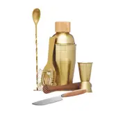 BarCraft Cocktail Set 6pc Brass
