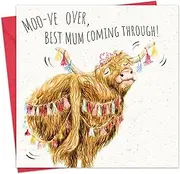 Twizler Funny Mother's Day Card - Scottish Highland Cow - Humour Happy Mothering Sunday Card for Mum Mummy - Scotland