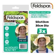 3x Mosquito Fly Head Net Outdoor Mesh Hat Fishing Insect Mozzie Protector NEW AU