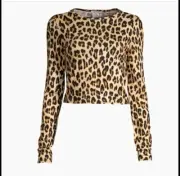 NWT- Alice + Olivia Delaina Leopard Print Crop Top Size L