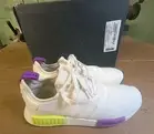 NEW ADIDAS NMD R_1 SZ 12 CREAM WHITE/VOLT/PURPLE New In Box No Tags
