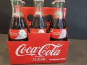 COCA-COLA CLASSIC 5 - 8 oz Bottles COMMEMORATIVE BOTTLES With Carton Carrier