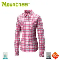 在飛比找樂天市場購物網優惠-【Mountneer 山林 女 彈性抗UV格子長袖襯衫《深桃