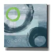 'Blue Circles I' by Linda Woods, Canvas Wall Art, 18"x18"
