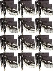 [JaGely] 24 Pieces Belly Dance Hip Scarf Belly Dancer Skirt with Gold Coins Bling Outfit Coin Costumes for Women