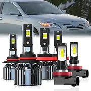 QIPEIZSP Fit For Toyota Camry 2007-2014 Light Bulbs, 9005 High Beam + H11 Low Beam + H11 Fog Light Bulb, 6-Pack