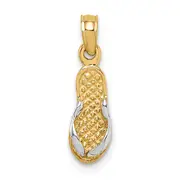 14K Yellow & Rhodium 3D W/Rhodium Single Flip-Flop Pendant