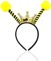 Bee Headband with Crown, Antennas, and Ears - Gold Ladybug Cosplay Accessories for Kids and Women's Halloween Party
