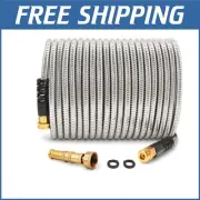 Ultra-Flexible 50ft Stainless Steel Garden Hose with Nozzle – Leak Proof Design