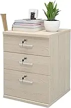 White Wood Filing Cabinet with 3 Drawers and 4 Wheels Mobile Closet Office Storage Organizer Sturdy Office Furniture
