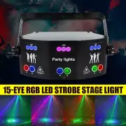Remote 15-EYE RGB DMX Scan Projector Laser LED Strobe KTV Party Stage Lighting