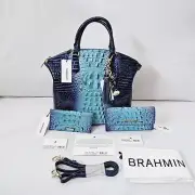 BRAHMIN AFFINITY LARGE DUXBURY, CORDELIA WALLET, CHECKBOOK & CROC TASSEL