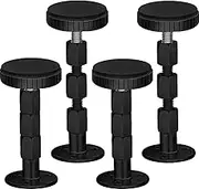 Adjustable Threaded Headboard Stoppers/Bumper Against Wall, 4 Pack Behind Bed Frame Protector Antishake Tool, Bed Shake Support Stabilizer Device for Anti-Knocking,Banging, Metal (Black 27-114mm)