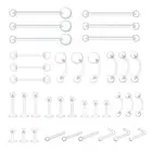 36pcs Clear Piercing Retainers Bioflex Plastic Jewelry for Nipple Tongue Nose...