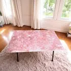 Rose Quartz Center Dining Table Custom Handmade Art Crystal Stone Furniture Deco