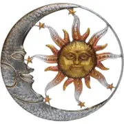 Set 2 Sun And Moon Metal Wall Art 56x56cm