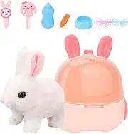 Hopping Rabbit Toy - Interactive Electronic Pet | Interactive Plush Animal Toy for Children, Pet Feeding Toy Kit, Educational Electronic Pet Toys