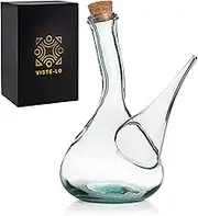 Artisan Glass Porron.Glass Wine Porron 1000 ml. Porrons. Wine Decanter Barrel. Dispenser wine, oil and beer 1l. Made in Spain. Handmade glass. 100% Recycled glass.