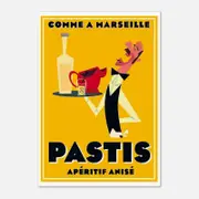 Galrie Comme et Marseilles Pastis Retro Print- French Vintage Poster Décor Art, Poster Only, A0 84 x 119cm (33 X 47inch)