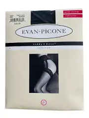 Evan Picone Lace Top Garter Stocking Combination Sheer Black Size Med Style 646