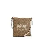 Coach Khaki Horse & Sleigh Mini Rowan Signature Canvas & Leather File Bag- CN767
