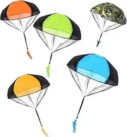 5 Pcs Parachute Toy, No Tangle Throw Throwing Parachute Men, Outdoor Children's Paratrooper Toy, Hand Throw Parachute Army Man (Colorful-Green)