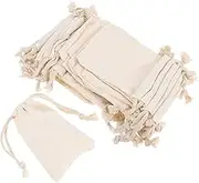 ELAYARD 50pcs Small Drawstring Bags Beige Small Bags for Jewelry Fabric Small Net Bags with Drawstring Storage Bag