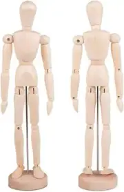New 2Pack Drawing Wooden Mannequin Figures for Artist, Posable Body Model, 12 In
