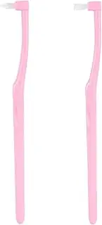 2 Tufted Toothbrushes, Tufted Toothbrush Brush, 1 Flat Tufted Toothbrush, 1 Tip Tufted Toothbrush, Interdental Brush for Orthodontic Braces and Bridge Cleaning (Pink, 16 cm x 2 cm)