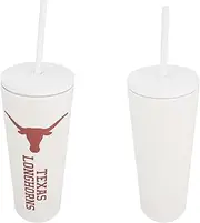 University of Texas 24oz Rally Tumbler Longhorns UT Austin Insulated Stainless Steel with Lid and Straw Reusable Double Walled Cup Hot and Cold Drinkware Full Color 24 Ounces (Design B)
