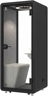 HiWish Office privacy booth & meeting pod,Pre-fab home office,movable workspace,Soundproof Acoustic Privacy Silent premium privacy Workstation pods, phone booth, portable,on Wheels-color Black, 2S