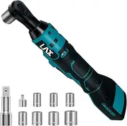 [L1NXIXI] Battery Ratchet Screwdriver for Makita 18 V, 3/8 Inch Electric Ratchet Wrench, 60 Nm, 400 rpm, Battery Ratchet Electric with 7 Socket Wrenches, 1/4 Inch Adapter, 3 Inch Extension Rod (No