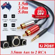 Premium Quality 3.5mm AUX to 2 RCA Cable Y Converter Cord Stereo Audio Up to 5M