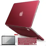 iBenzer MacBook Pro 15 Inch Case 2012-2015, Soft Touch Hard Case Shell Cover Keyboard Cover Screen Protector Apple MacBook Pro 15 Retina Display A1398, Wine Red, MMP15R-WR+2