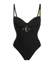 Logo Decorative One-Piece Swimsuit 3,4 Black