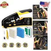Versatile Pass Through RJ45 Crimp Tool & Modular Cable Kit - Compact Design