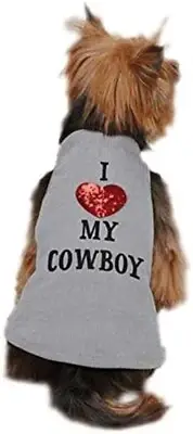 Zack & Zoey I Love My Cowboy Dog Tank Shirt, X-Small, Silver