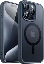 JETech Magnetic Case for iPhone 15 Pro 6.1-Inch Compatible with MagSafe, Translucent Matte Back Slim Shockproof Phone Cover (Storm Blue)