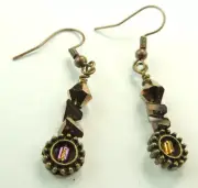 Bronze Boho Dangle Drop Crystal Earrings Handmade Jewelry