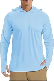 [zcgoxvn] Hooded Swim Shirts for Men Long Sleeve Rash Guard Comfy Fishing Shirts Breathable Hiking Shirts Quick Dry Water Shirt