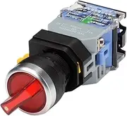 LA38-11XD/2 Rotary Push Button Switch with lamp 22MM 2 Position 3 Position Latching LED knob switches Multicolor Optional 1NO 1NC (Color : Red, Size : 2P 2NO -6V)
