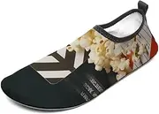 [BTCOWZRV] Water Shoes for Women Men Cinema Clapboard and Popcorn Water Sports Shoes Slip-on Breathable Lightweight Athletic Aqua Sock