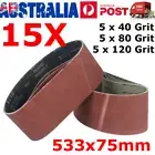 15PCS 75x533mm Sanding Belts 3"x21" Abrasive Sandpaper Belt 40 80 120 Mixed Grit